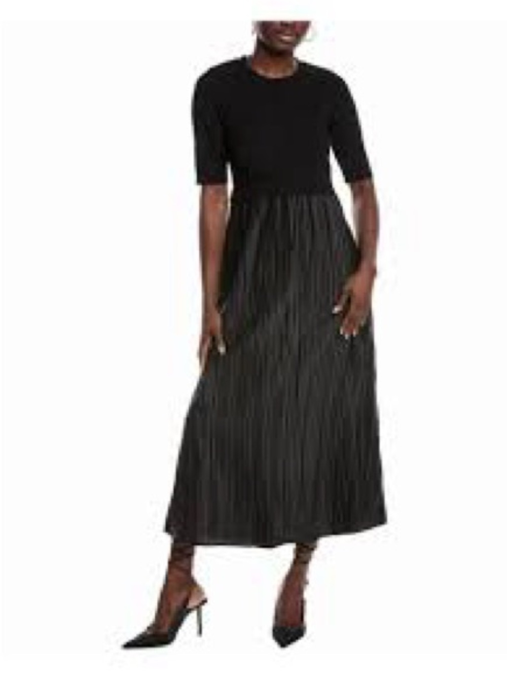 Nanette Lepore Mixed Media Maxi Dress, Black, size Large